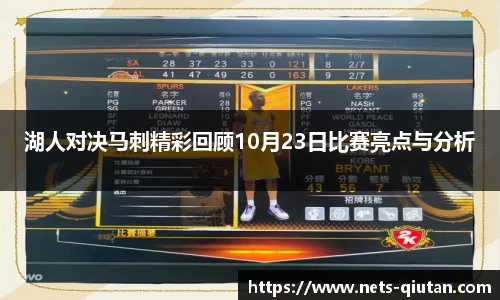 湖人对决马刺精彩回顾10月23日比赛亮点与分析